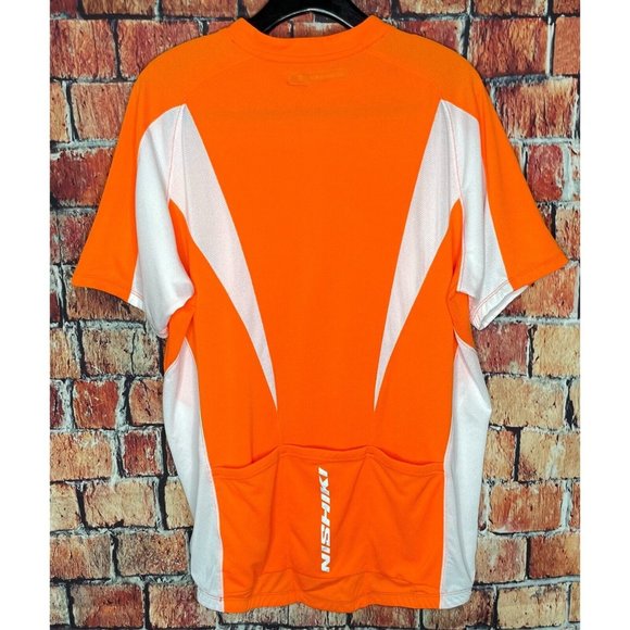 Nishiki Men's 1/4 Zip Orange White Breathable High Visibility XL Cycling Jersey - Picture 6 of 8
